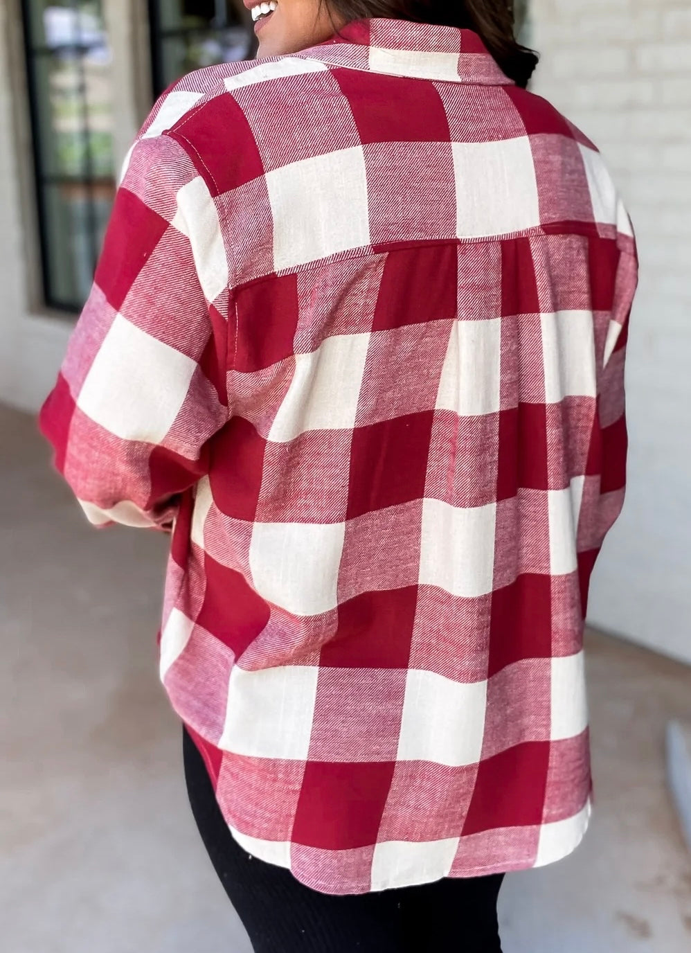 Lightweight Plaid Button Down Top