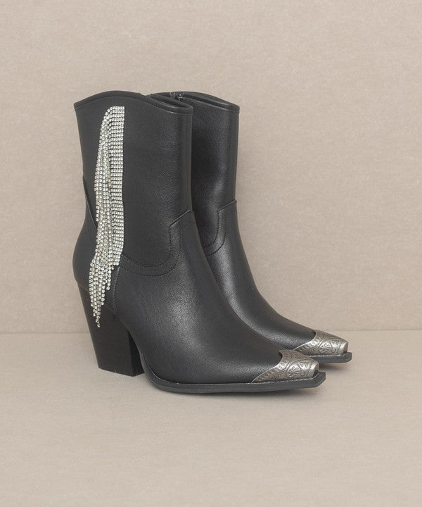 Oasis Society Rhinestone Fringe Booties