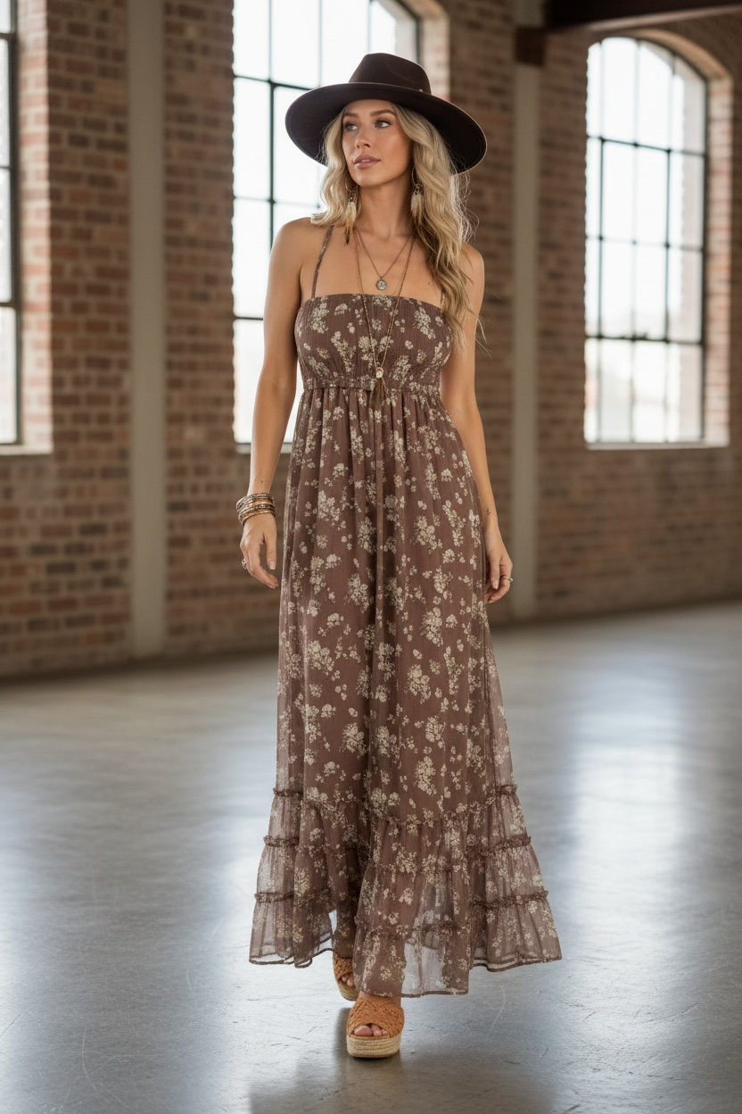 PREORDER- Floral Strappy Back Maxi Dress
