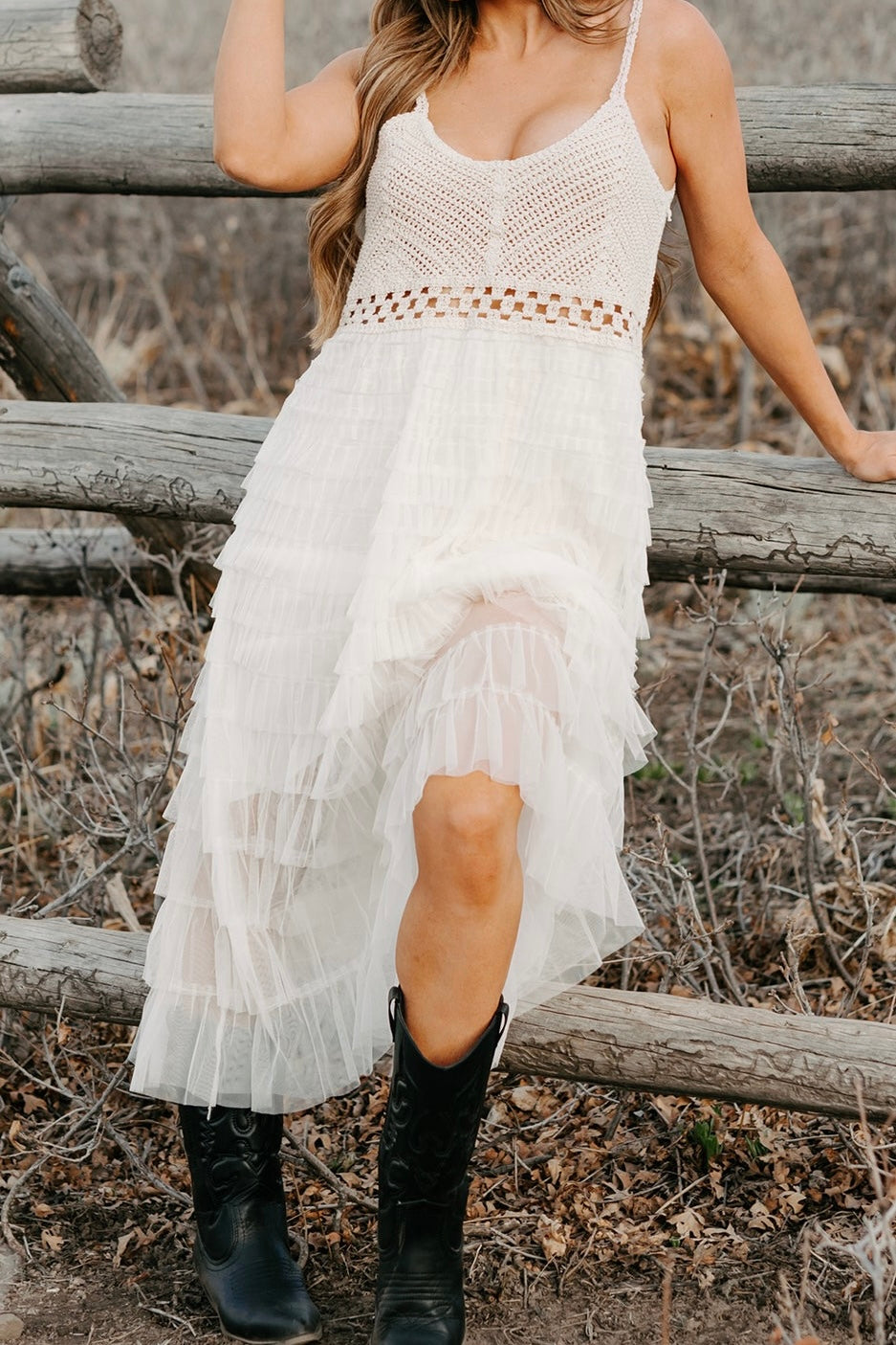 POL Crochet Ruffle Dress