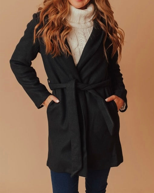 JQ Fleece Belted Hoodie Coat