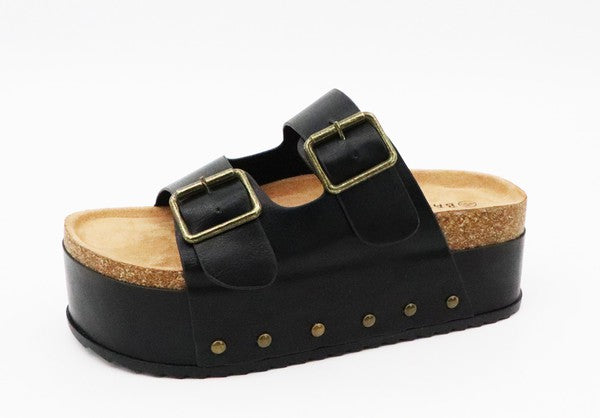 Platform Double Buckle Sandals