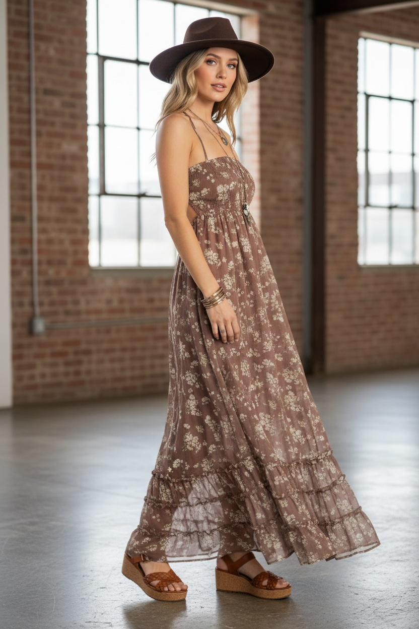 PREORDER- Floral Strappy Back Maxi Dress