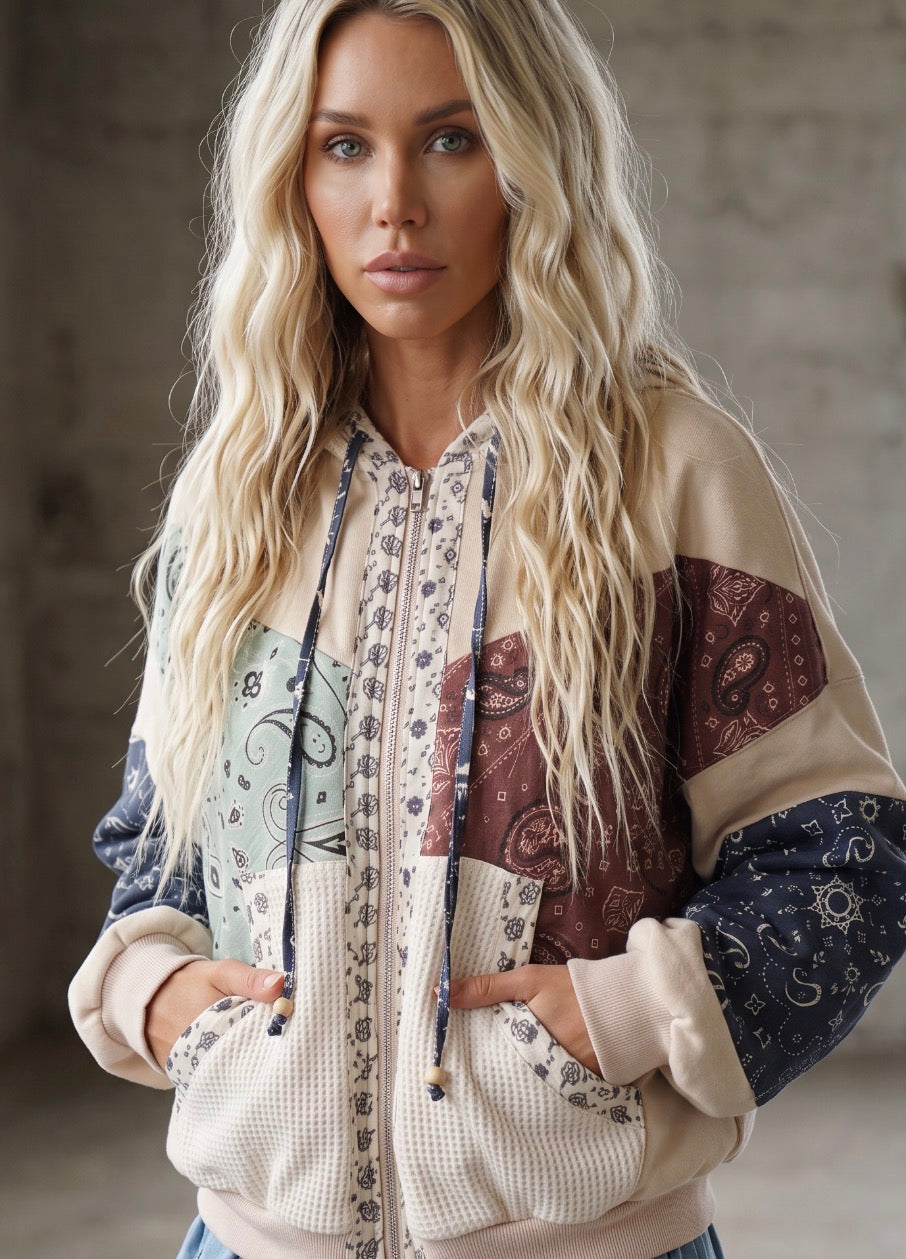 PREORDER - Paisley Patchwork Mixed Media Jacket