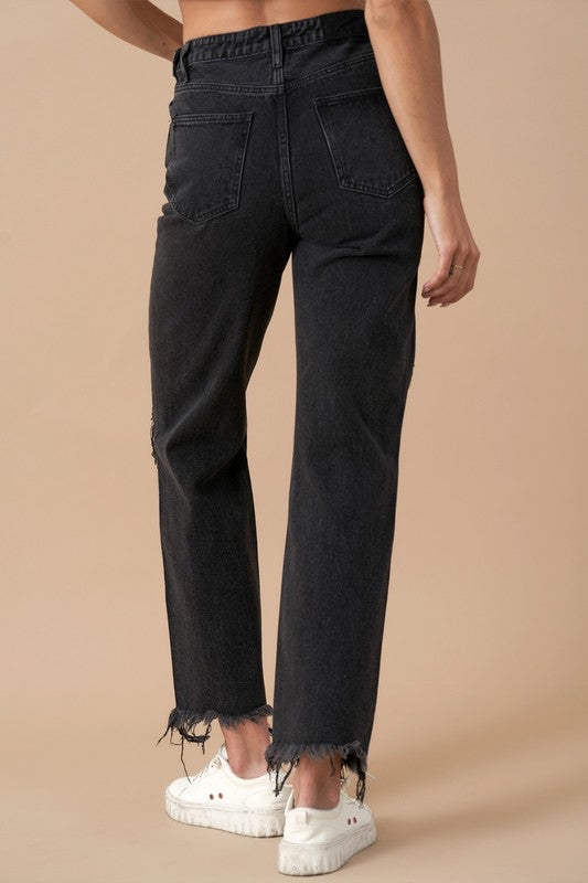 Flip Waist Straight Leg Jeans