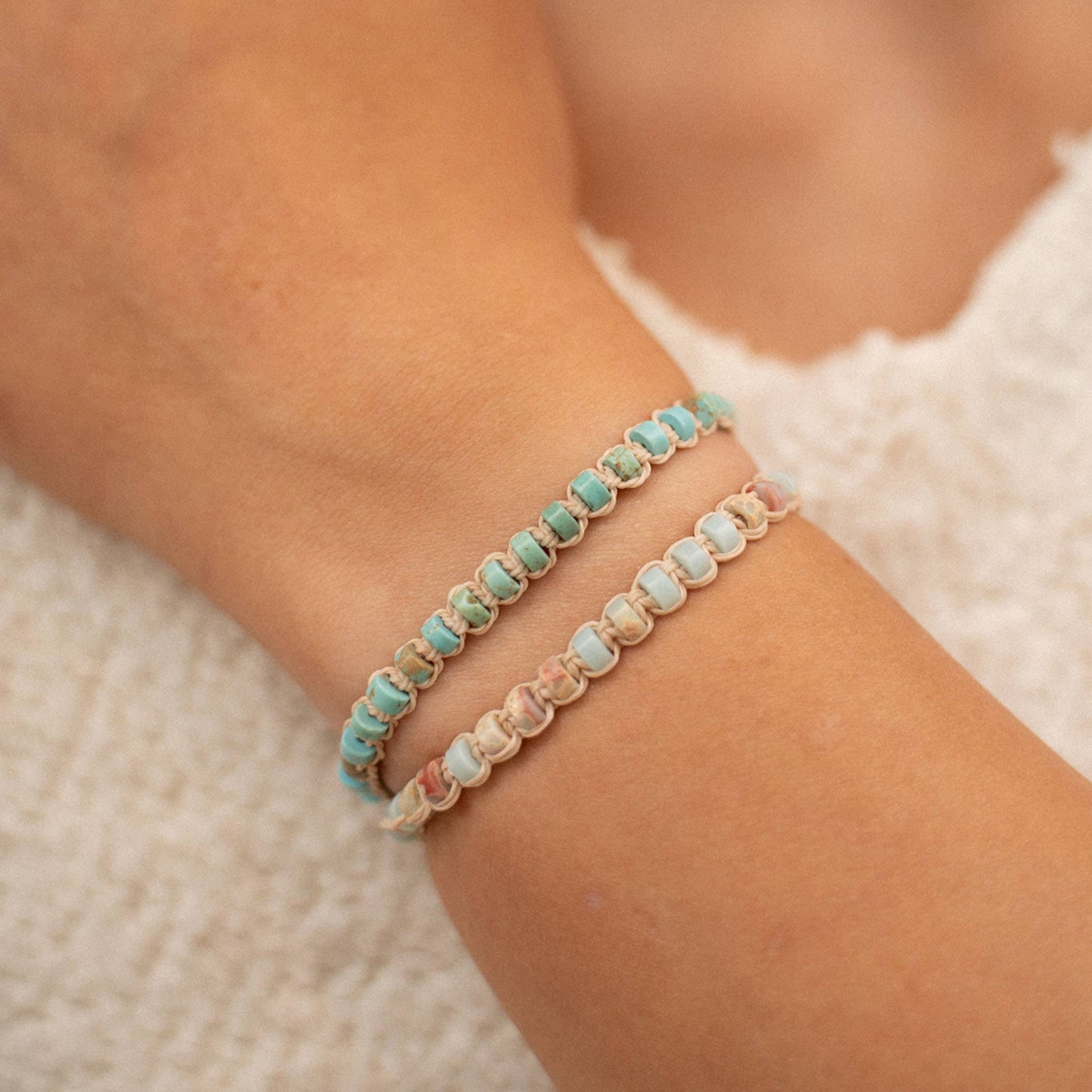 Haleakalā Stone Beaded Bracelet, Adjustable Surf Bracelet