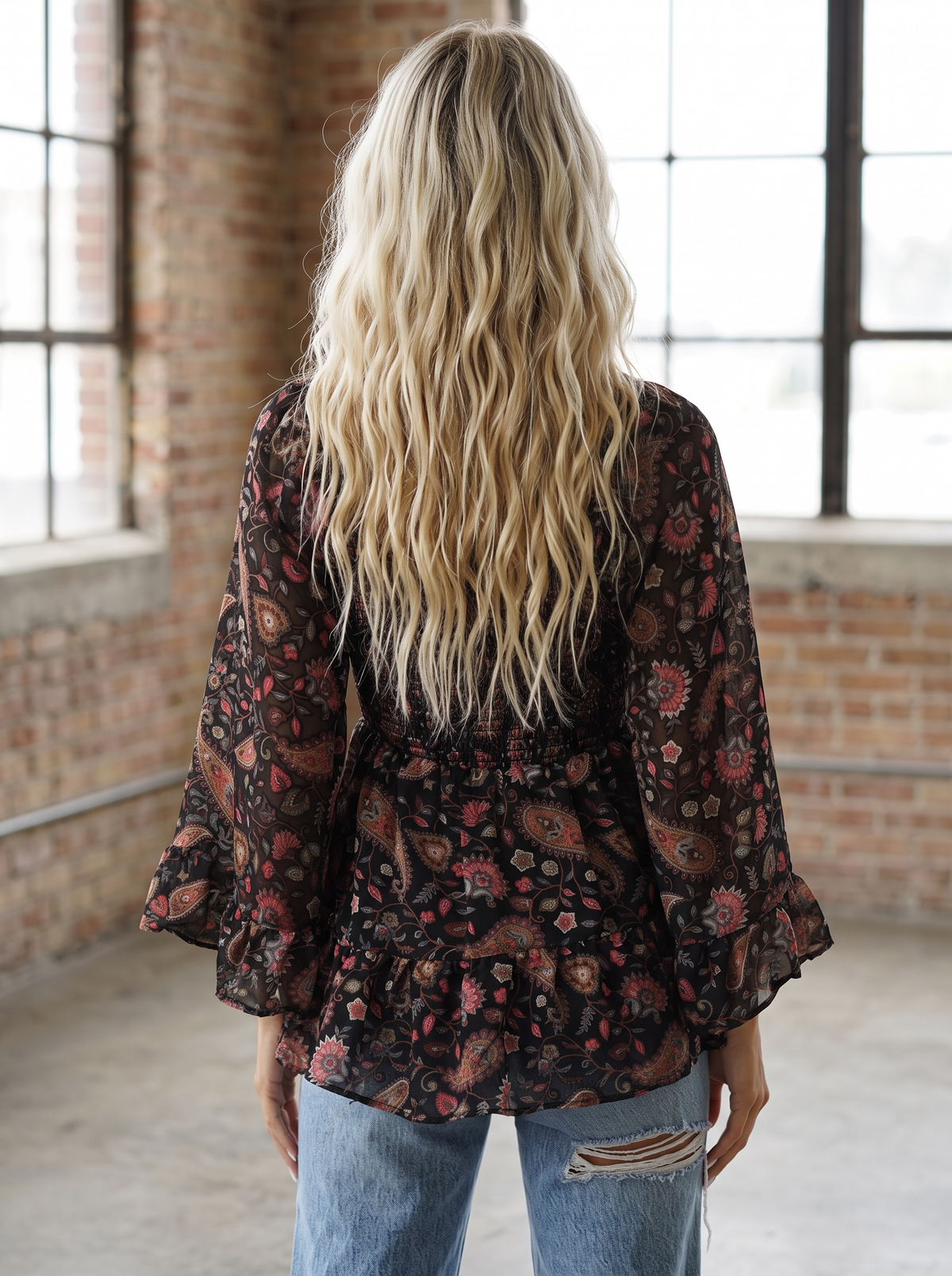 Angie Floral Bell Sleeve Top