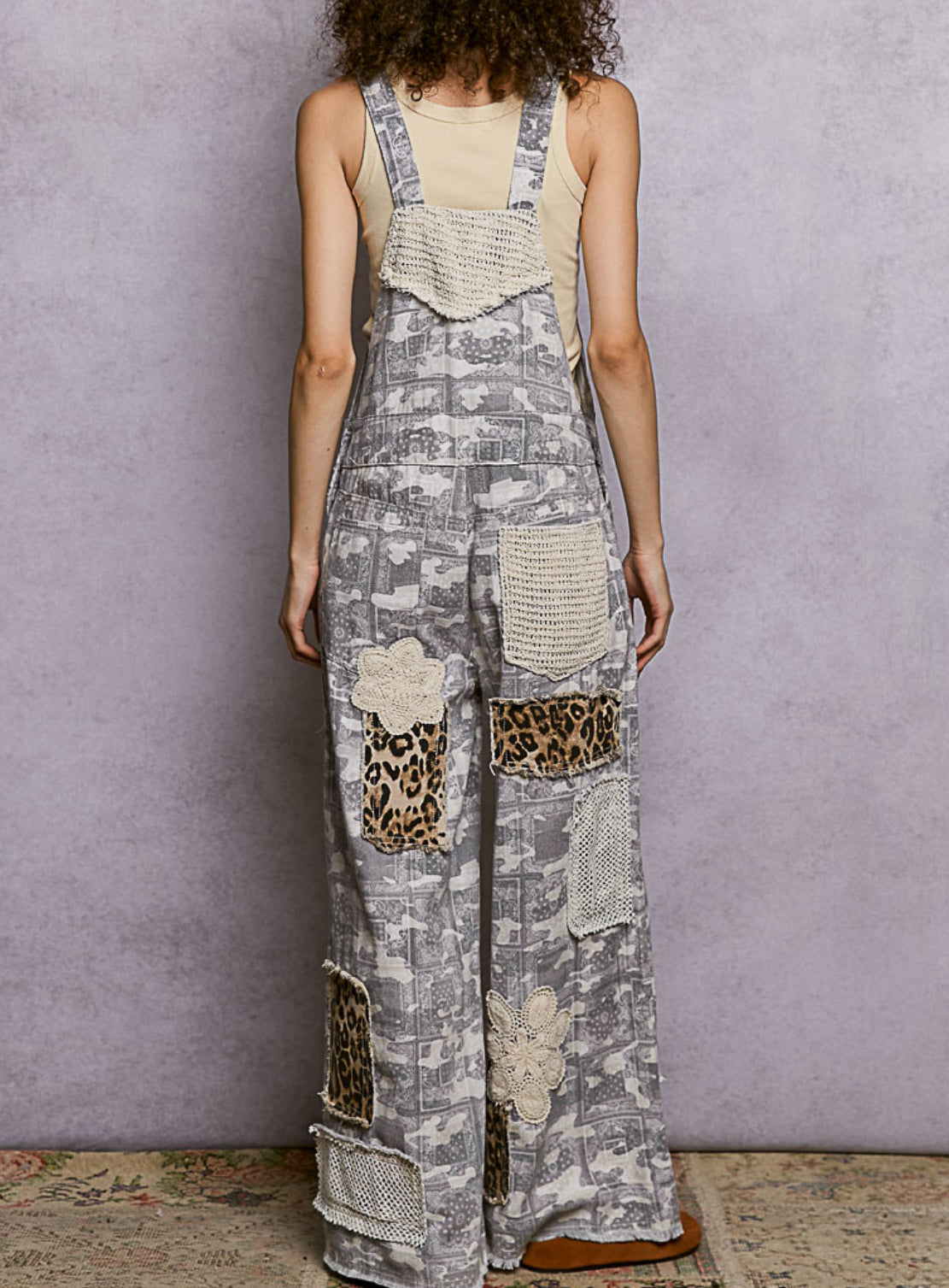 POL Camo Patchwork Overalls
