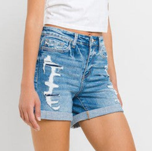 High Rise Double Cuff Shorts