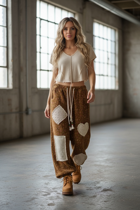 POL Floral Patchwork Jogger