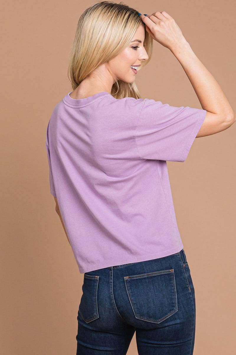 Make It A Double Graphic S/S Washed Faux Crop Top