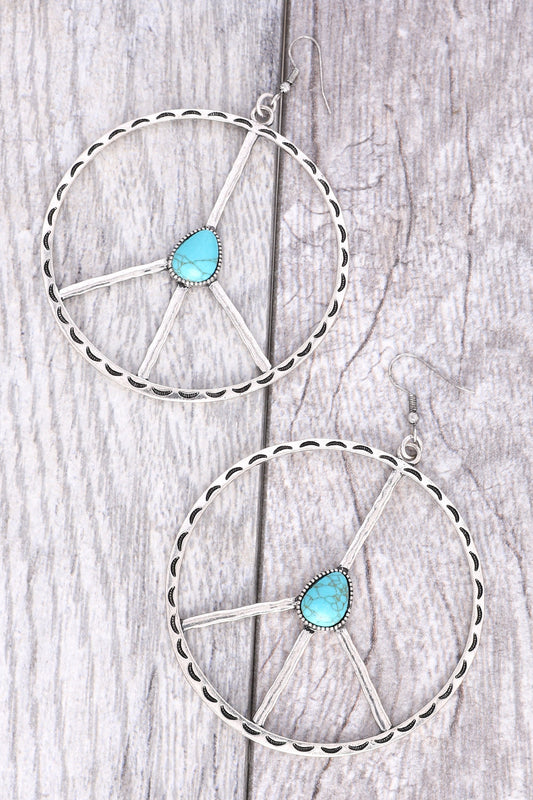 Peace Sign Turquoise Earrings