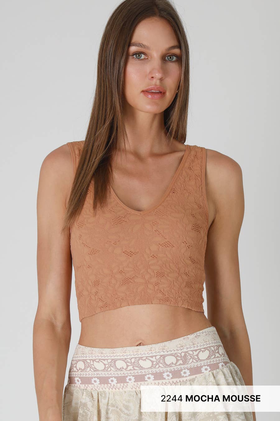 NS8309 -  Lace V Neck Tank Top