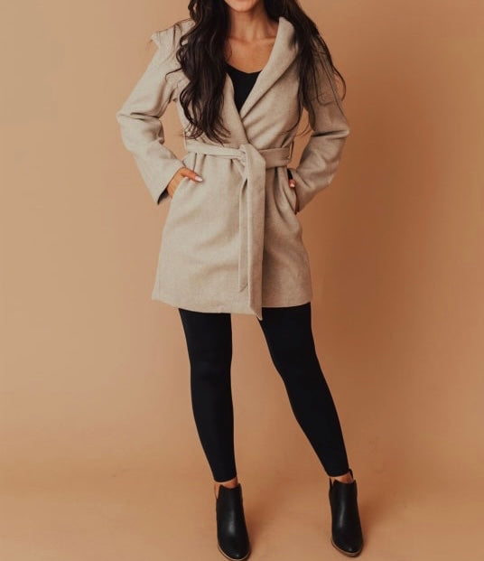 JQ Fleece Belted Hoodie Coat