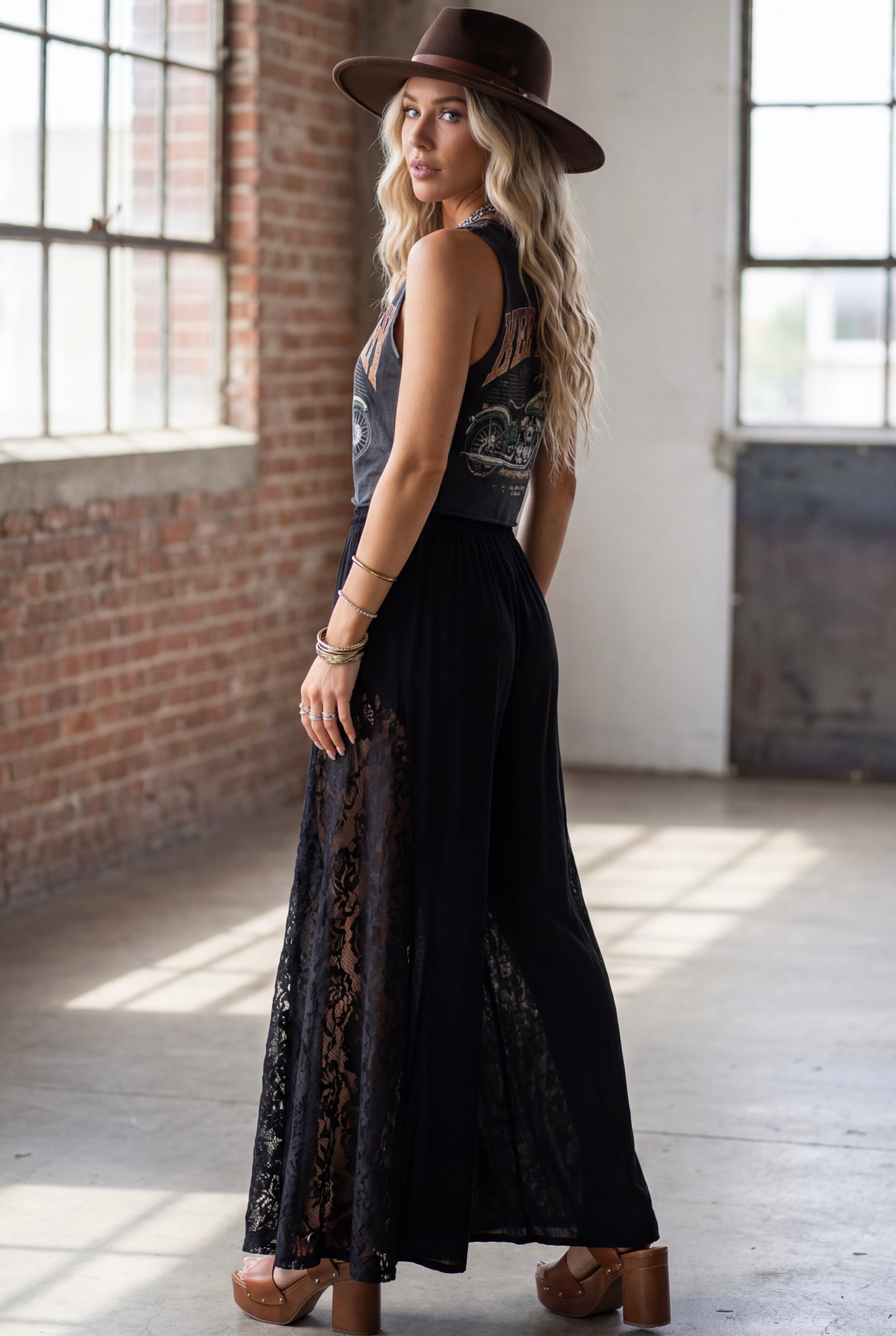 Angie Lace Panel Pants