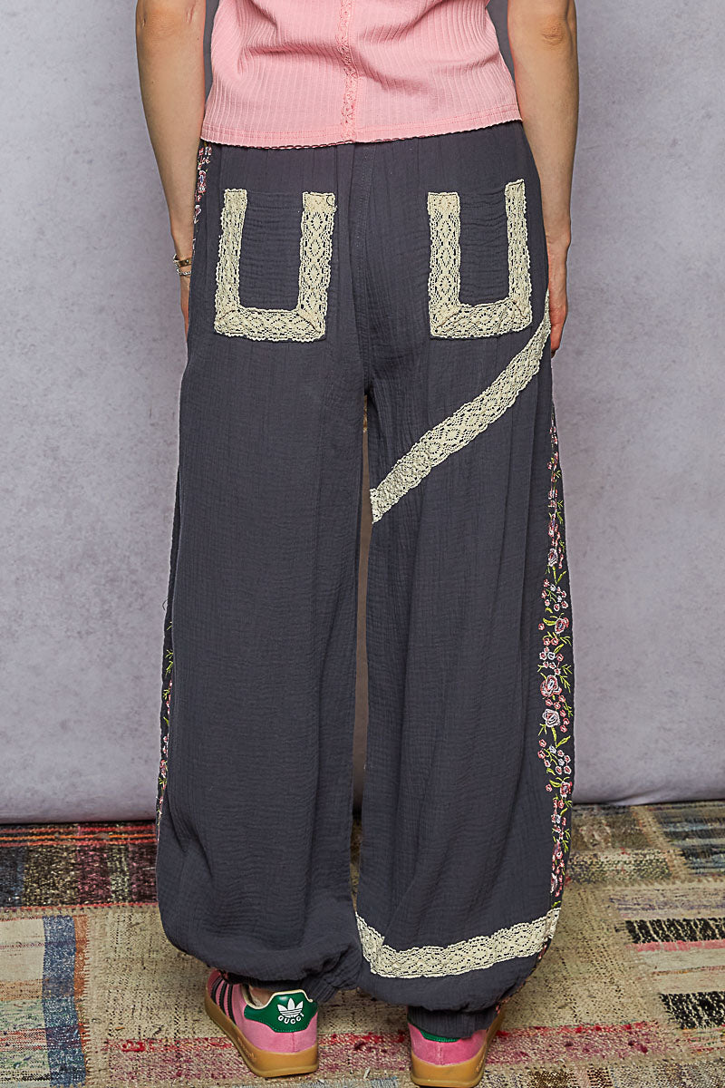 POL Floral Embroidered Jogger