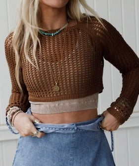 Open Knit Cropped Sweater