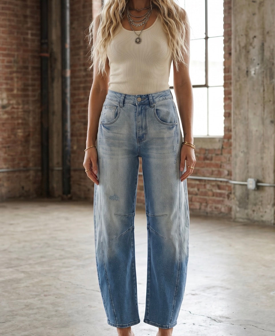 Washed Barrel Jeans
