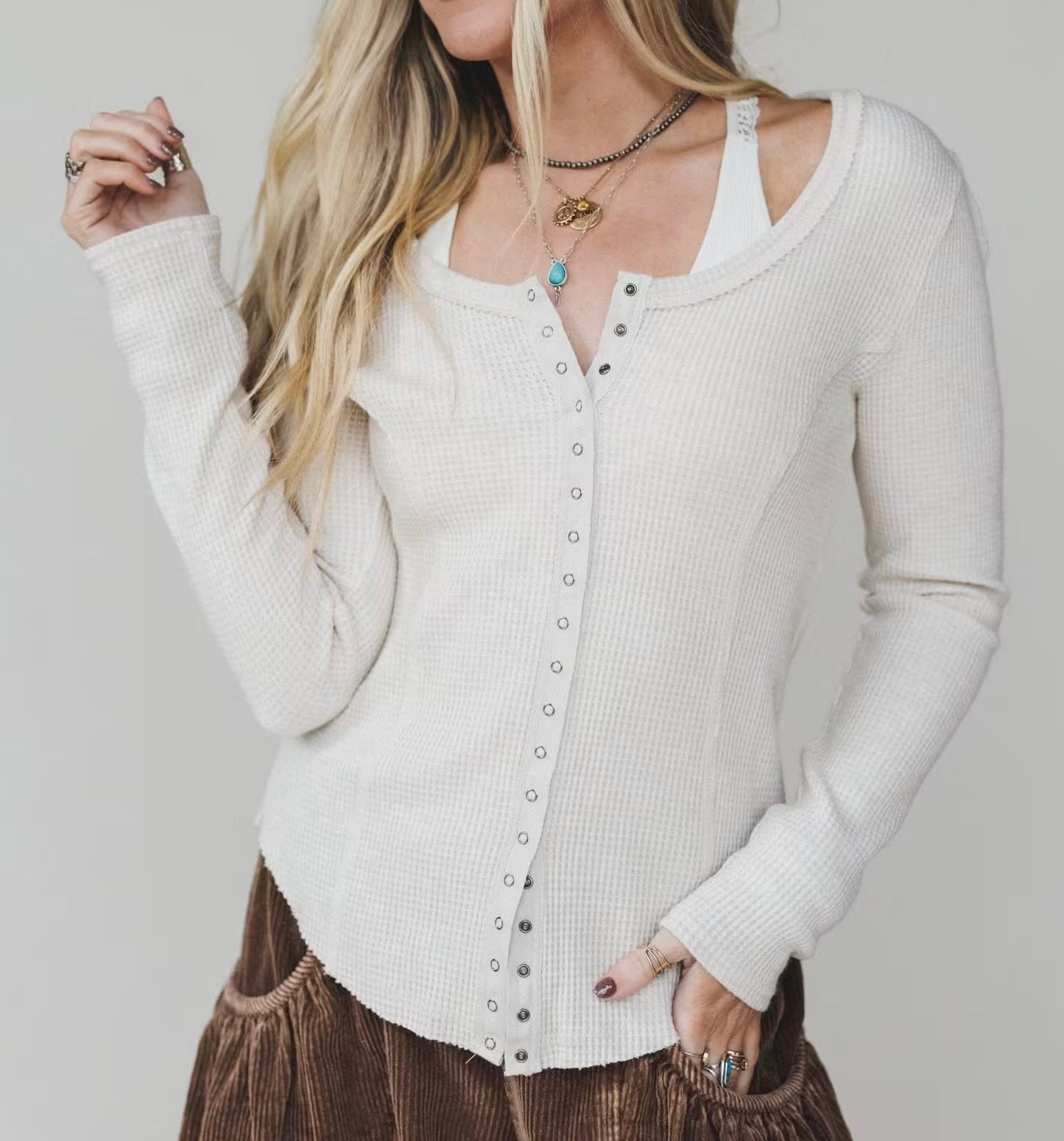 Very J Waffle Knit Top