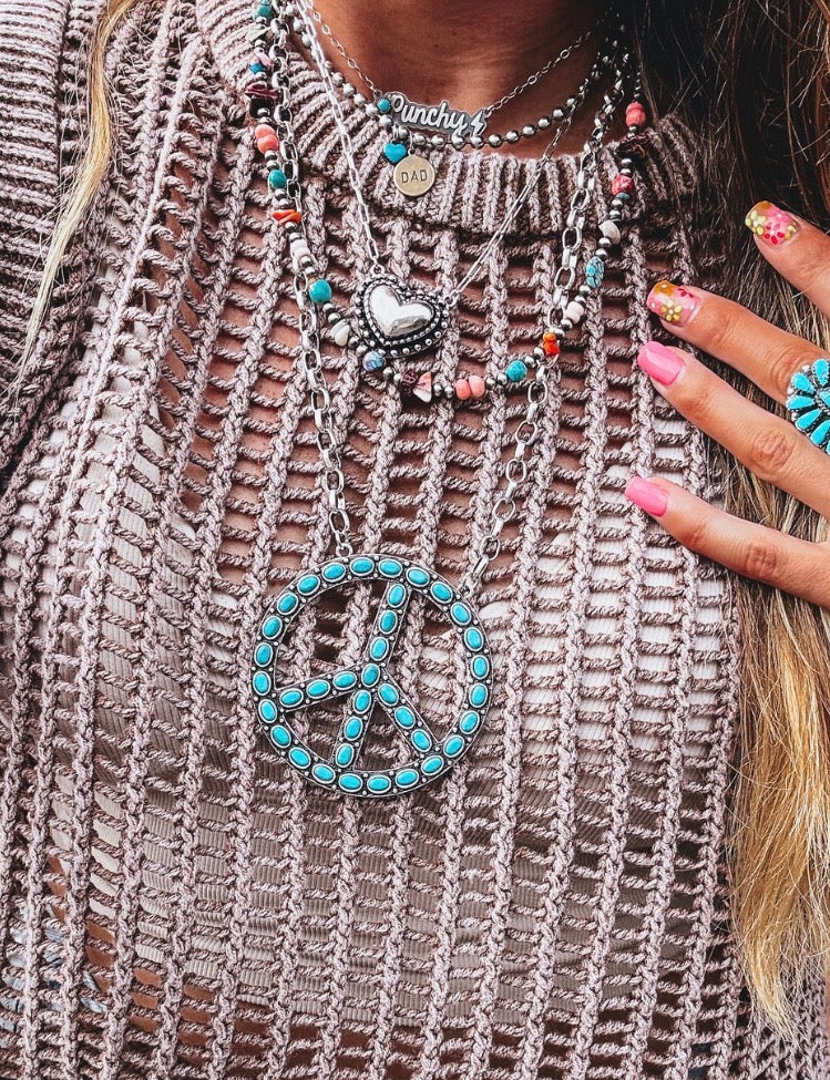 Turquoise Peace Sign Necklace