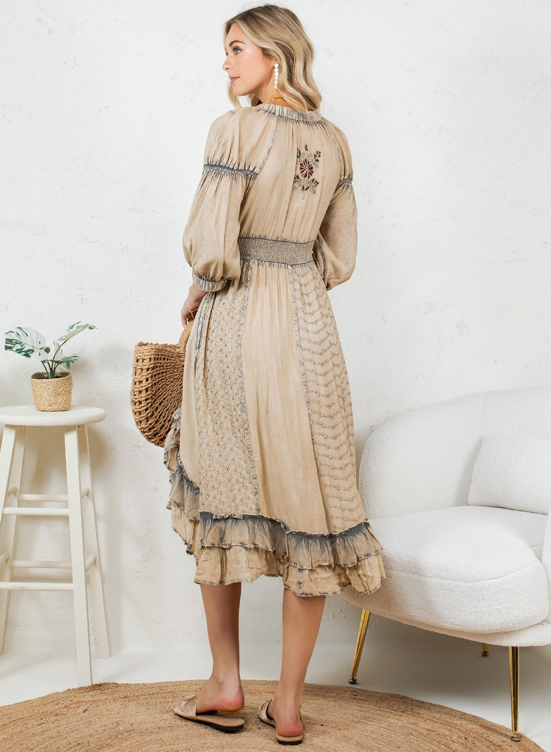Bohemian Ruffle Midi Dress