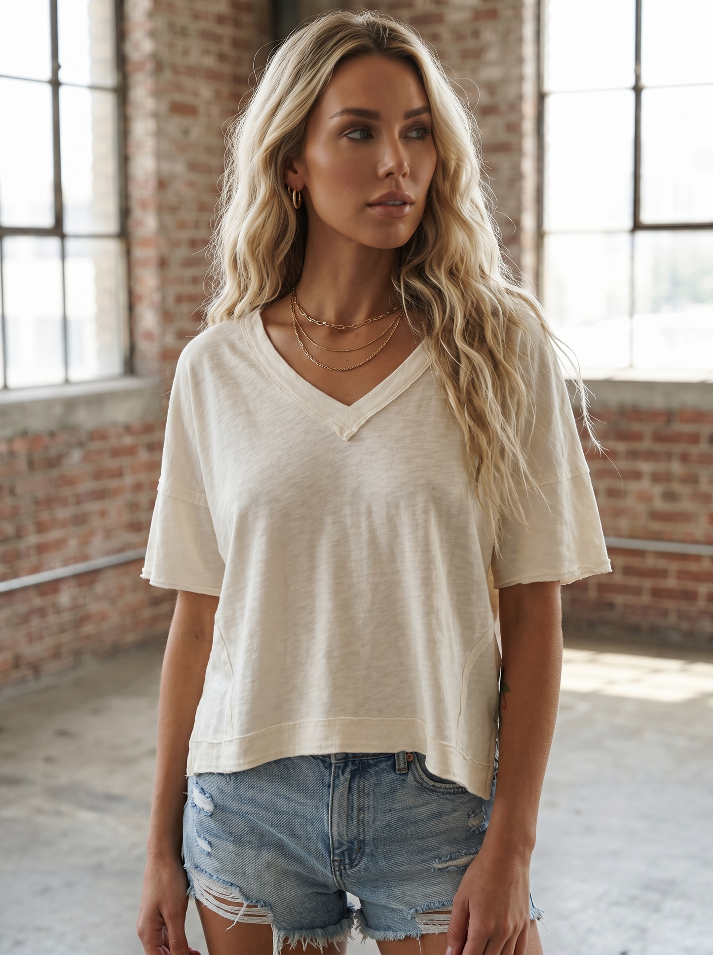 Washed V-Neck Tee