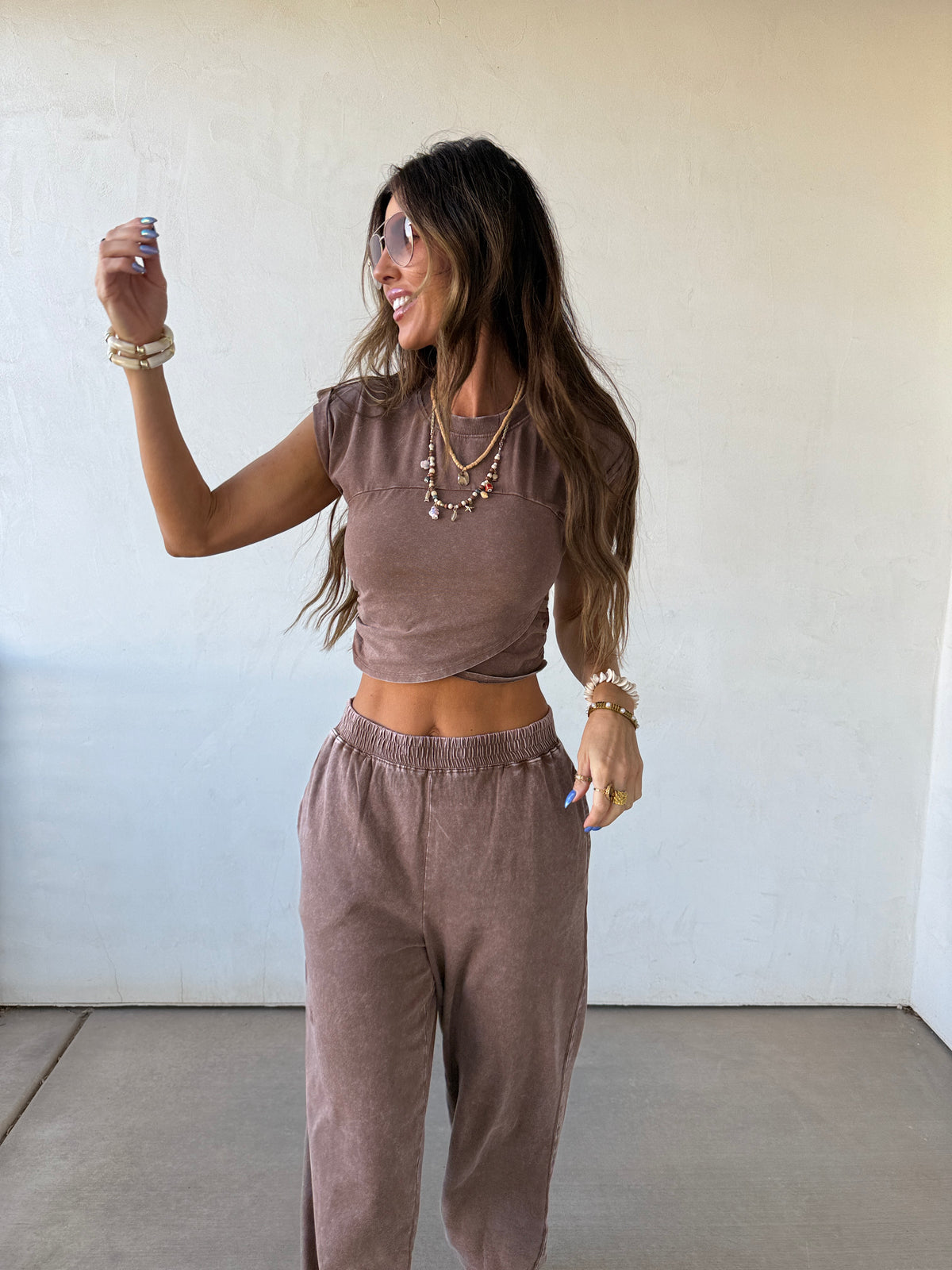 Washed Crop Top & Jogger Set
