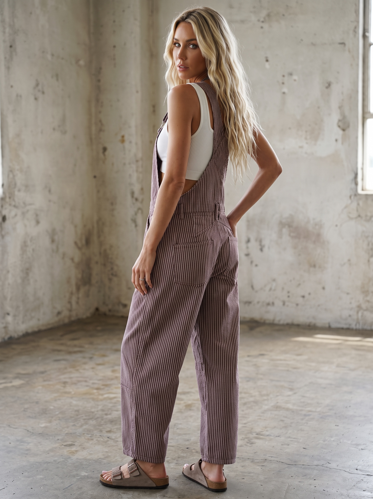 Eesome Striped Barrel Overalls