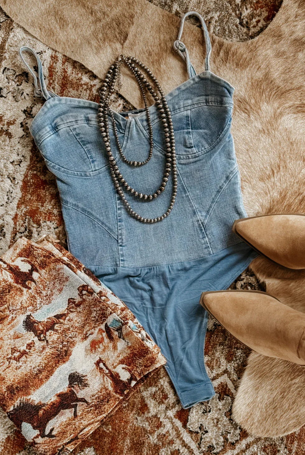 Denim Bustier Bodysuit