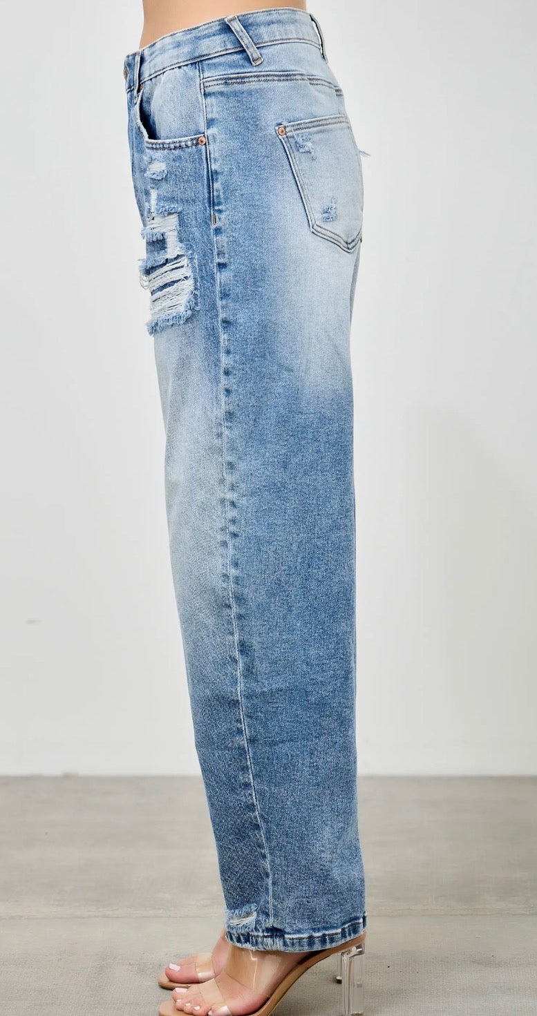 Saige Crochet Barrel Jeans