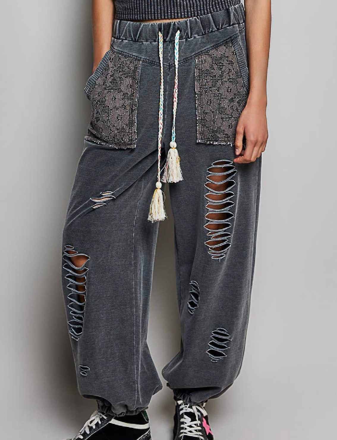 POL French Terry Distressed Jogger