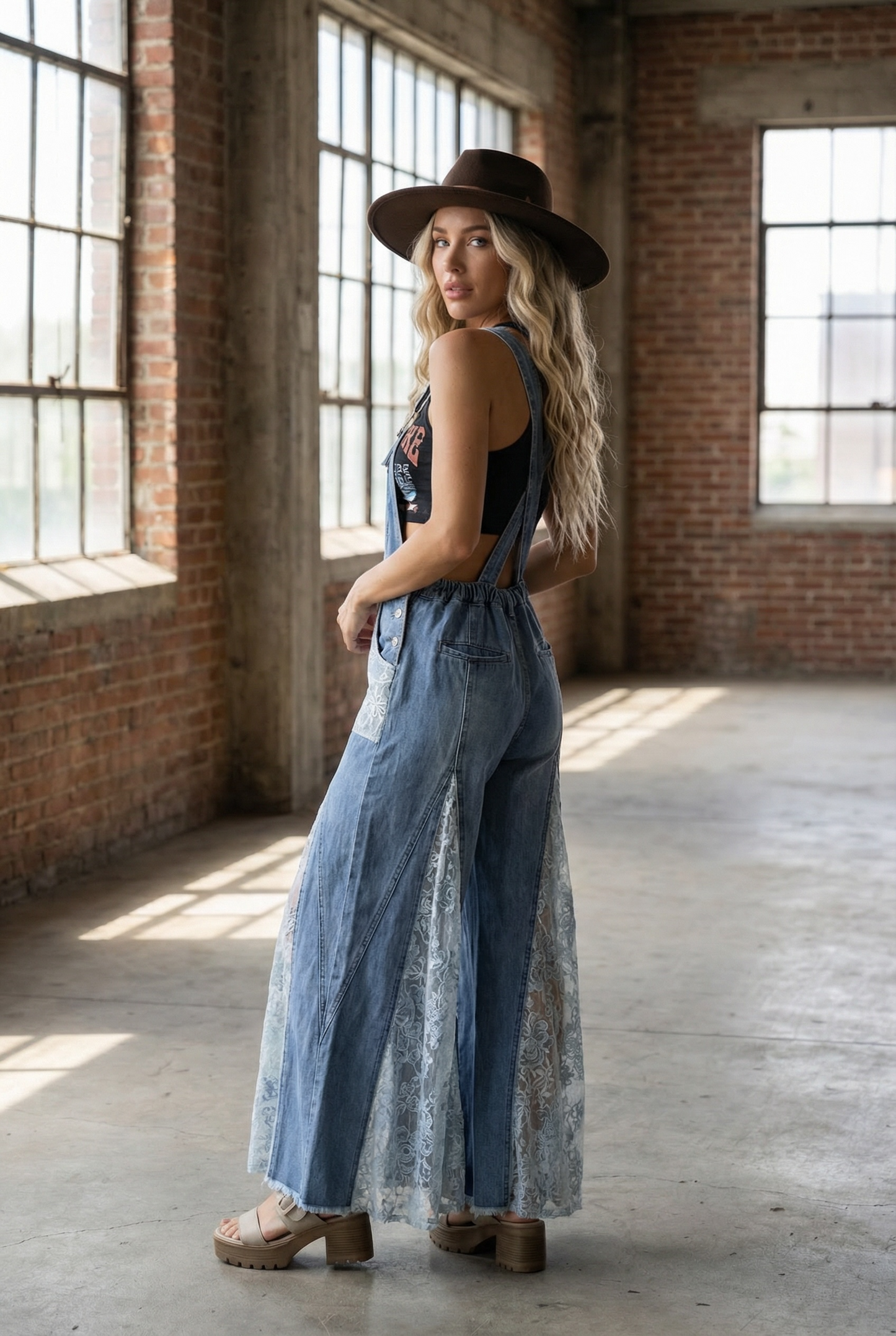 Lace Panel Overalls
