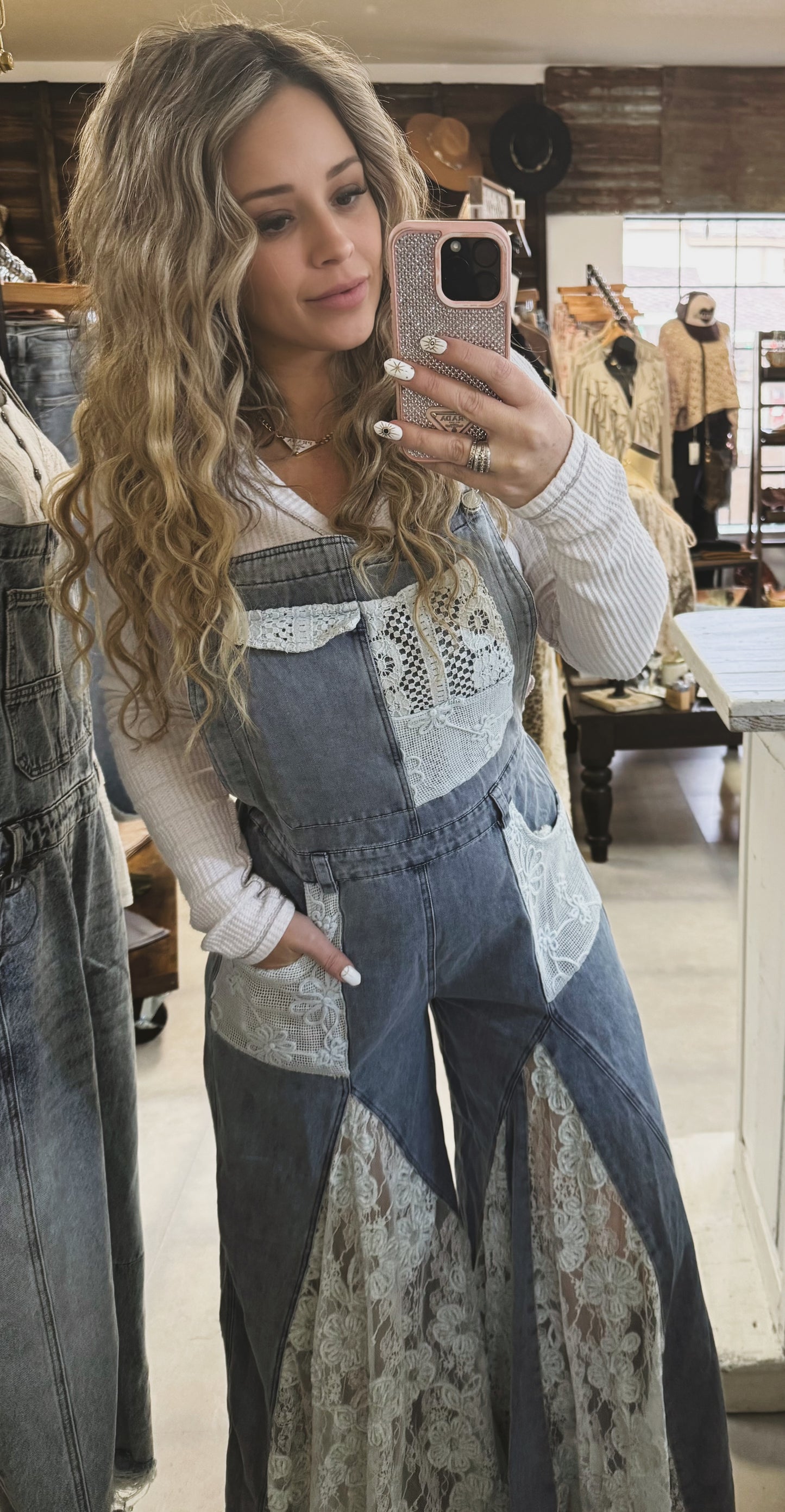Lace Panel Overalls