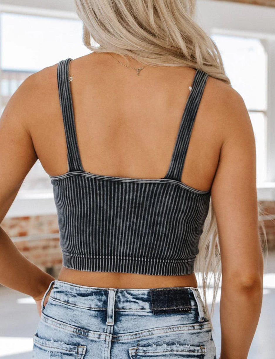 Ribbed V-Neck Crop Brami