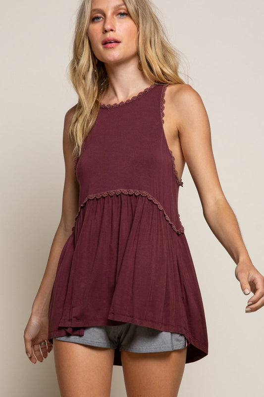 POL Zipper Back Babydoll Tank