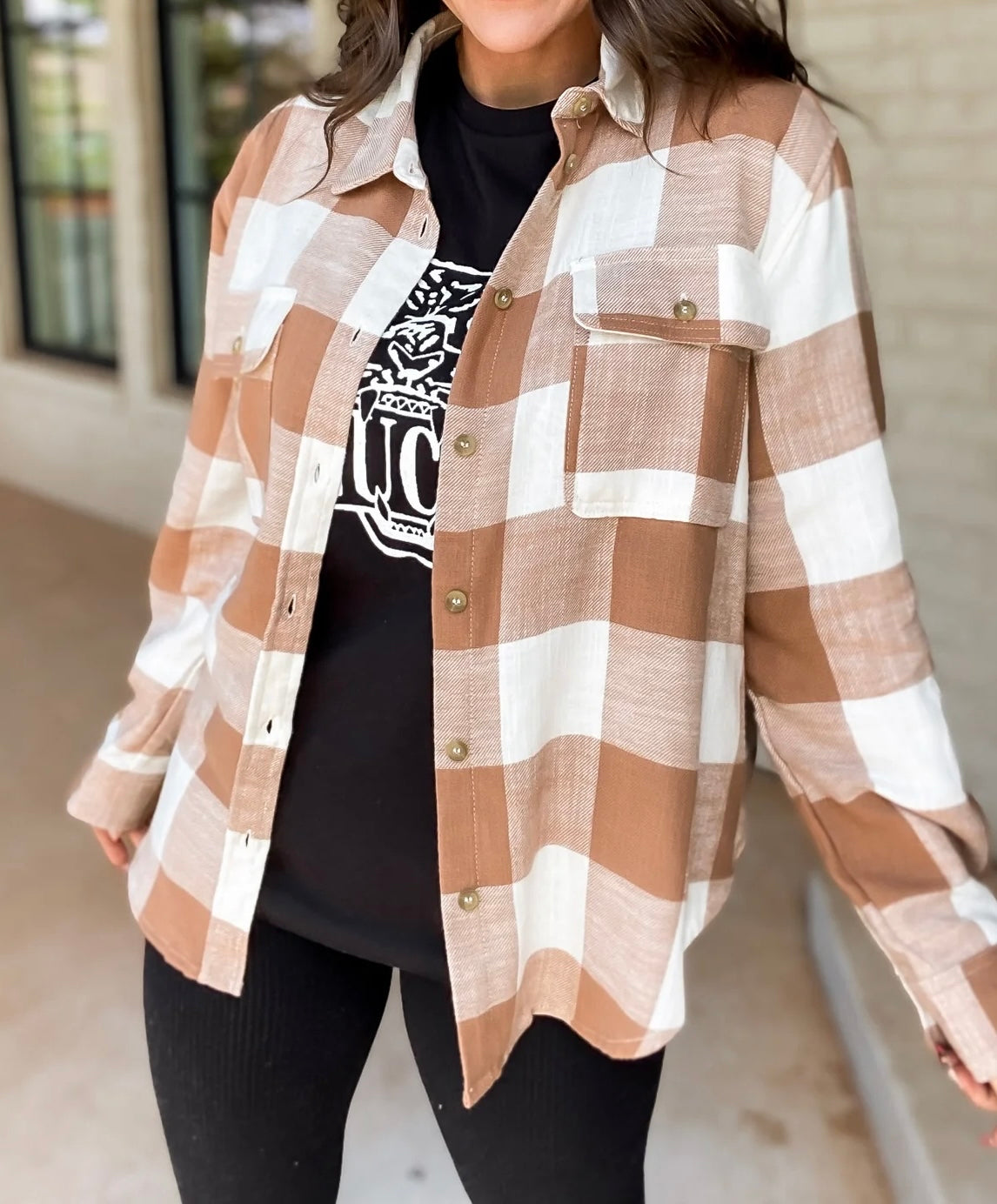 Lightweight Plaid Button Down Top