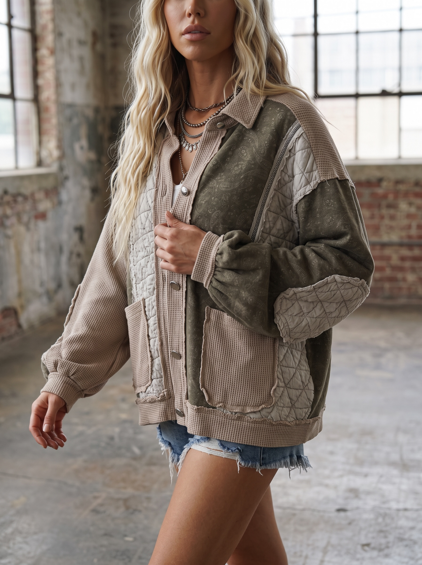 POL Bandana Quilt Shacket