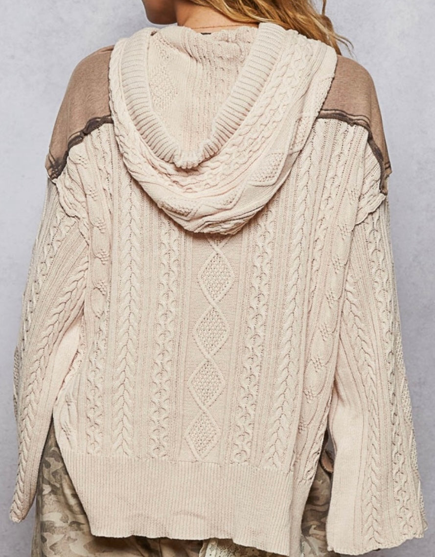 POL Lace Up Cable Hoodie