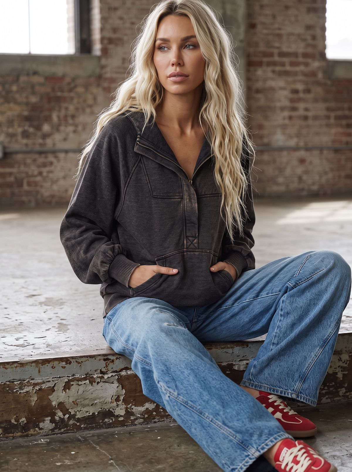 Acid Wash Oversized Pullover