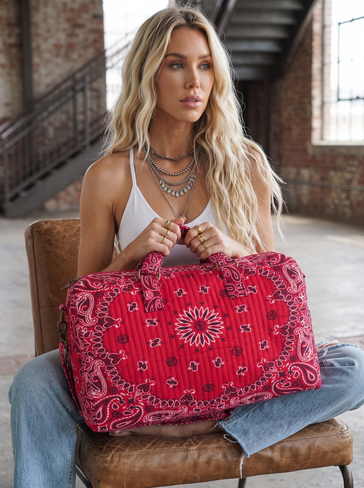 Red Bandana Duffel Bag