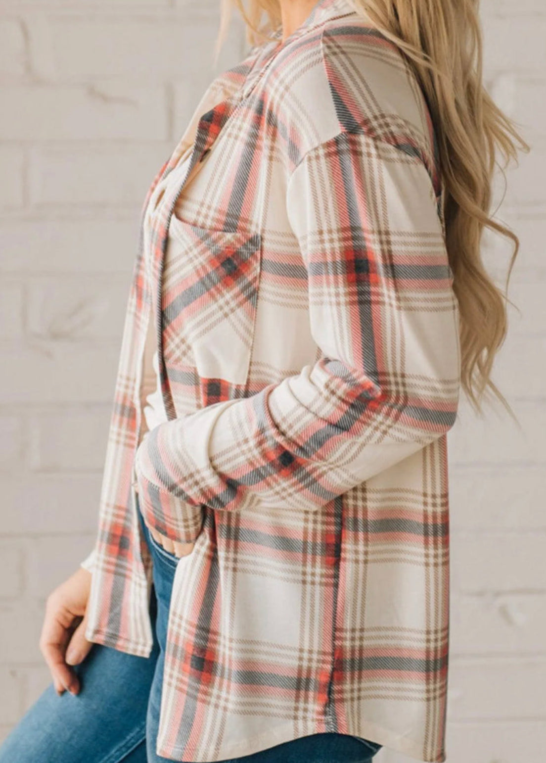 Plaid Shacket With Front Pocket