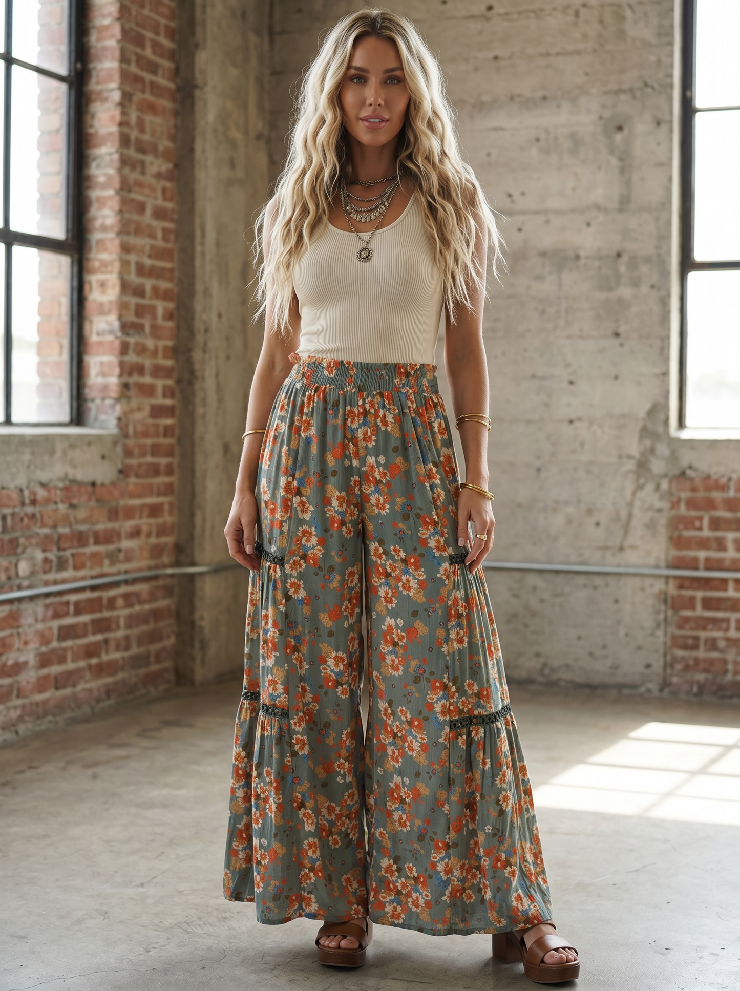 Angie Floral Wide Leg Pants