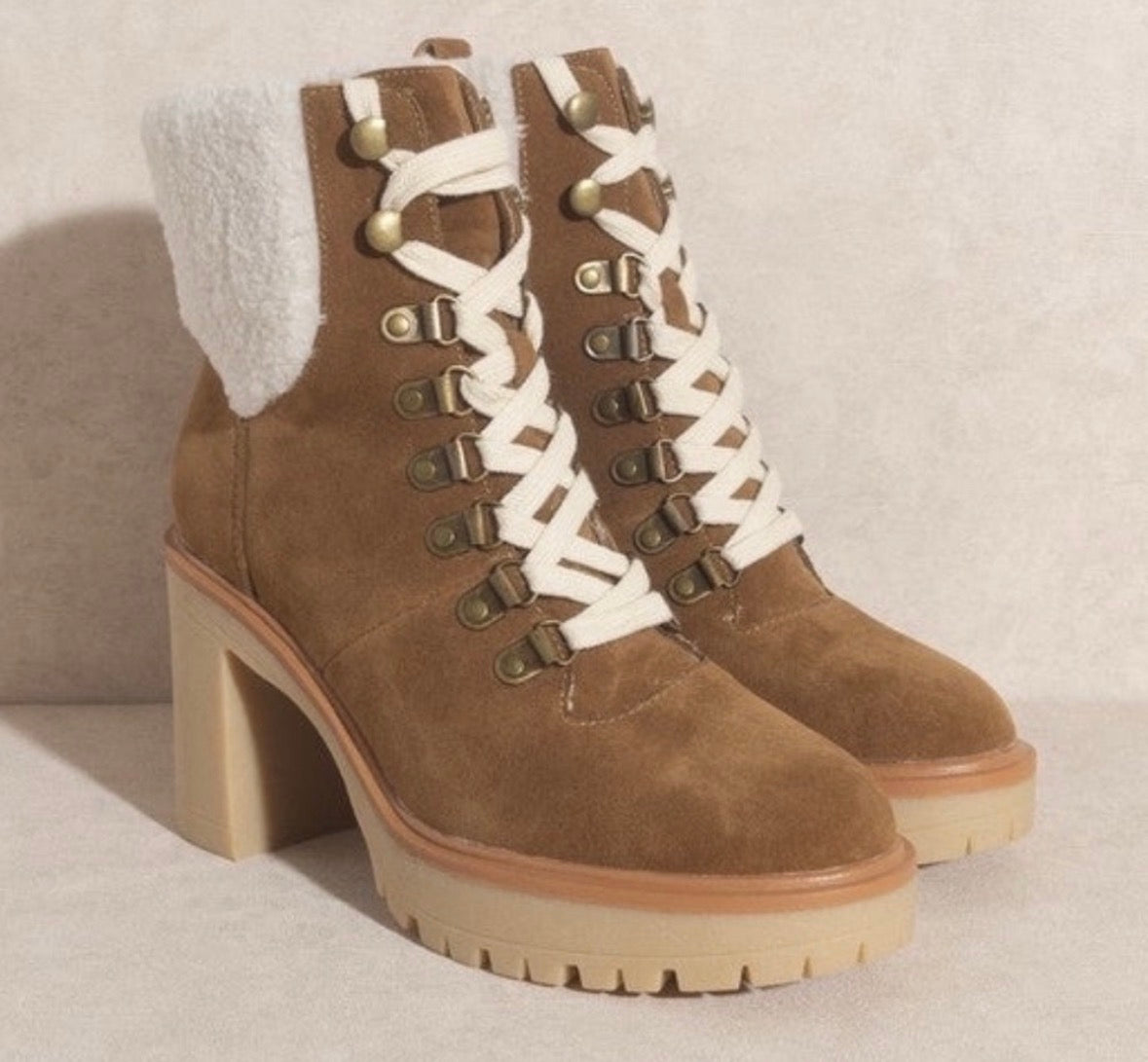 Oasis Society Lace Up Sherpa Boots