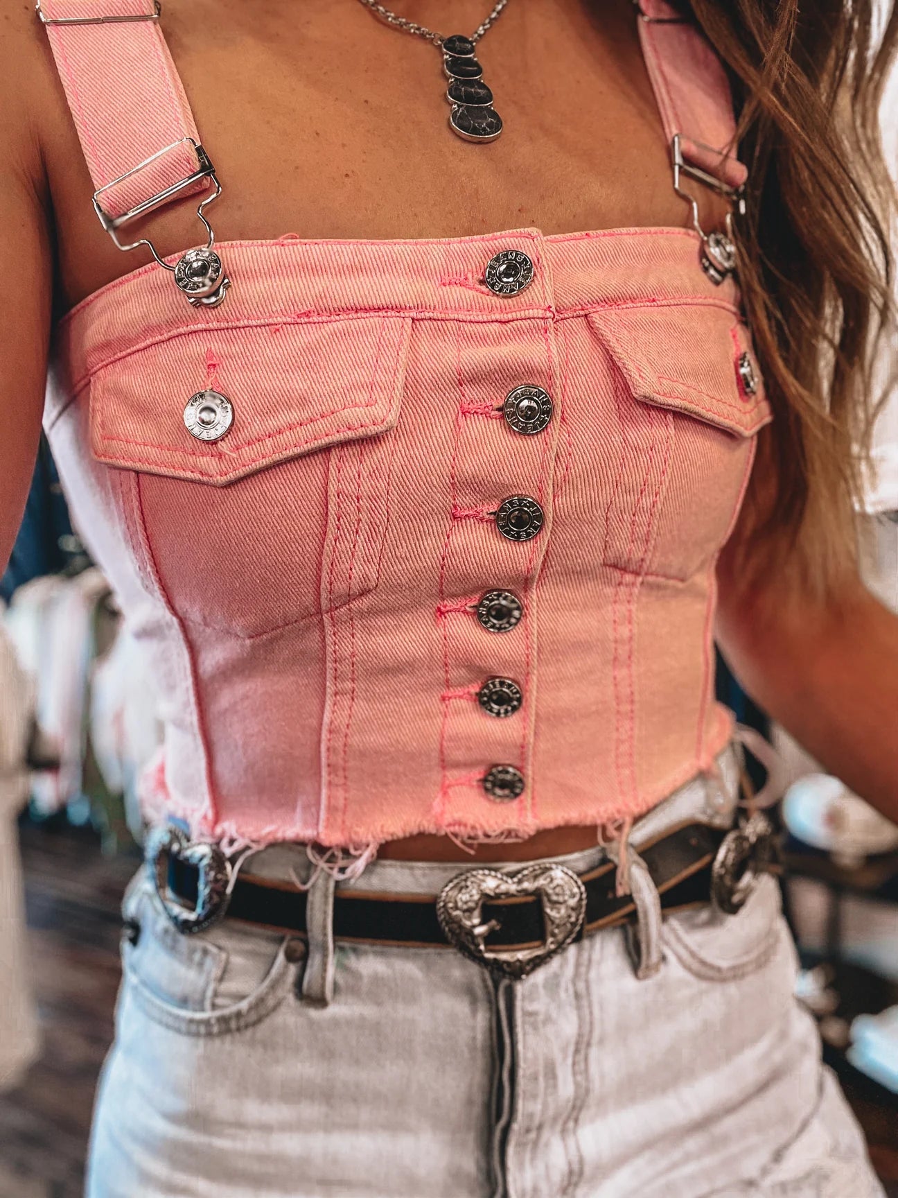 Cropped Denim Tank