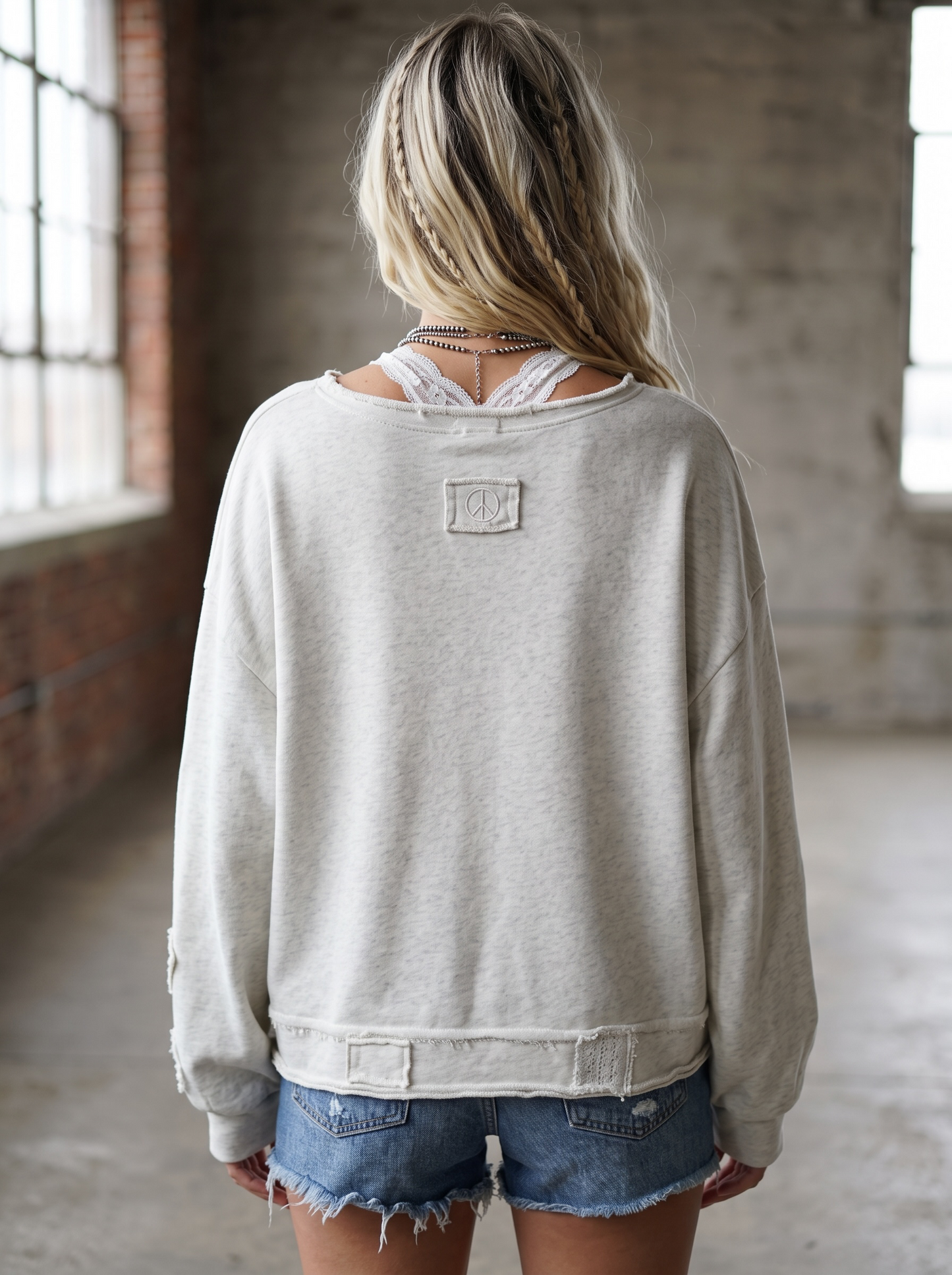 POL Patch Cross Cropped Sweatshirt
