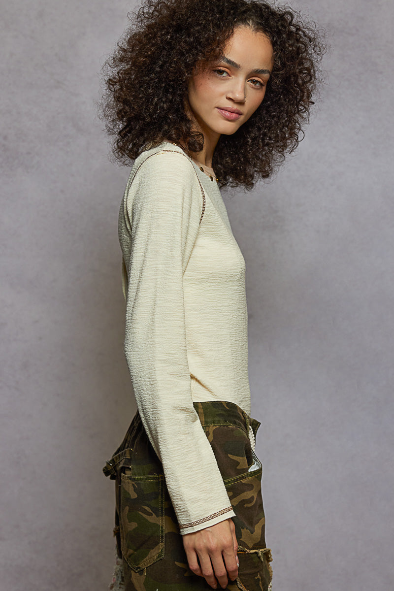 PREORDER- POL Studded Long Sleeve Top