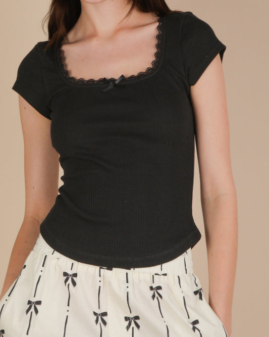 Very J Lace Trim Bow Top
