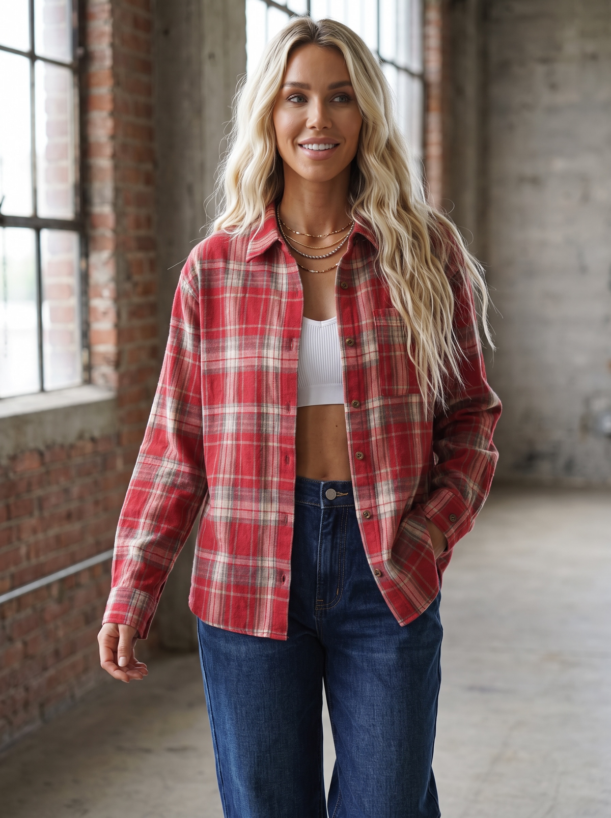 Plaid Button Down Top