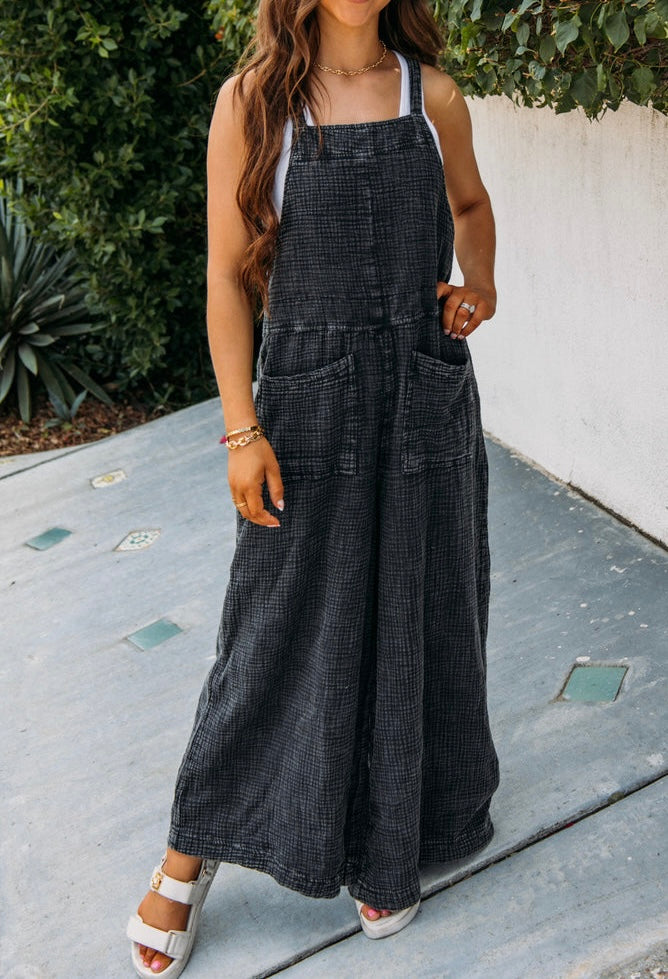 Textured Wide Leg Jumpsuit