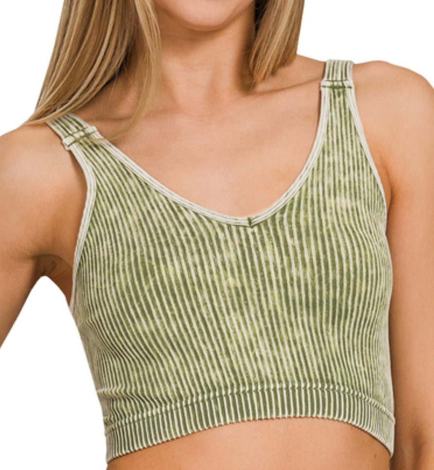 Ribbed V-Neck Crop Brami